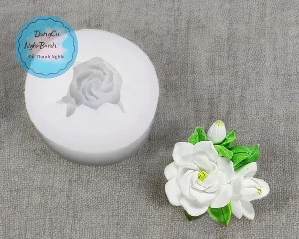 Khuôn Silicon - Chùm Hoa Cúc Kèm Lá - Kèm 2 Nụ 7.1cm