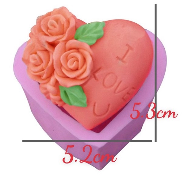 Khuôn Silicon - Trái Tim Hoa - ILU Hoa Lá 5.5cm
