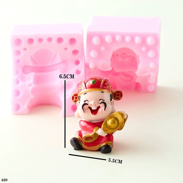 Khuôn Silicon - Ông Thần Tài Ôm Thỏi Vàng Nhỏ 3.5cm