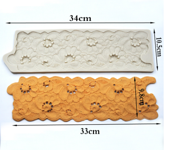 Khuôn Silicon - Viền Mảng Họa Tiết - Hoa Mai 33x10cm