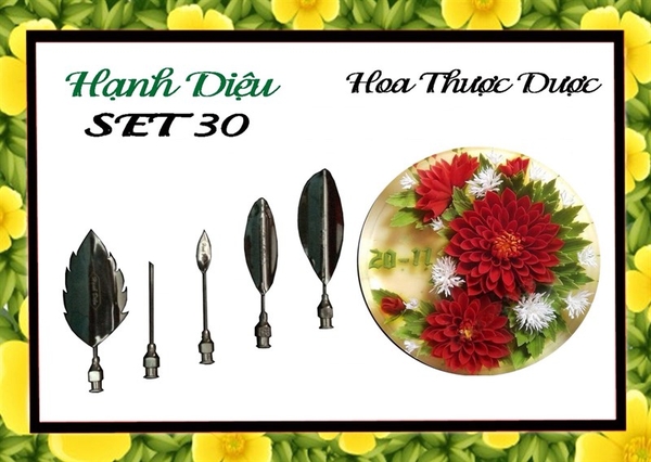 Kim 3D Inox - Bộ 5 - Mẫu 30 Hoa Thược Dược