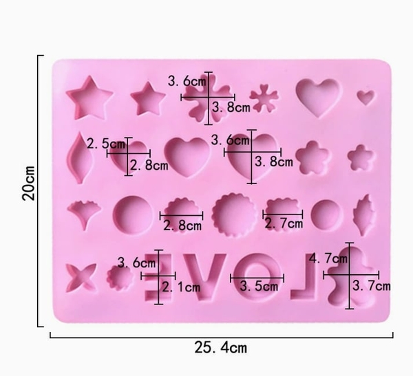 Khuôn Silicon - Chữ LOVE Kèm Tim Lá Hoa