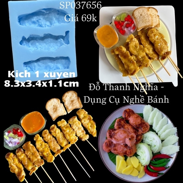 Khuôn Silicon - Món Ăn - Miếng Thịt Xuyên 3C 8.3cm