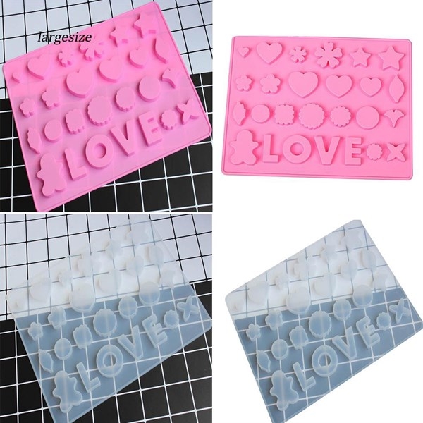 Khuôn Silicon - Chữ LOVE Kèm Tim Lá Hoa