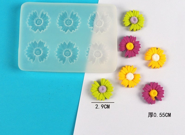 Khuôn Silicon - Hoa Cúc Dẹp Cắt 6c - 2.9cm