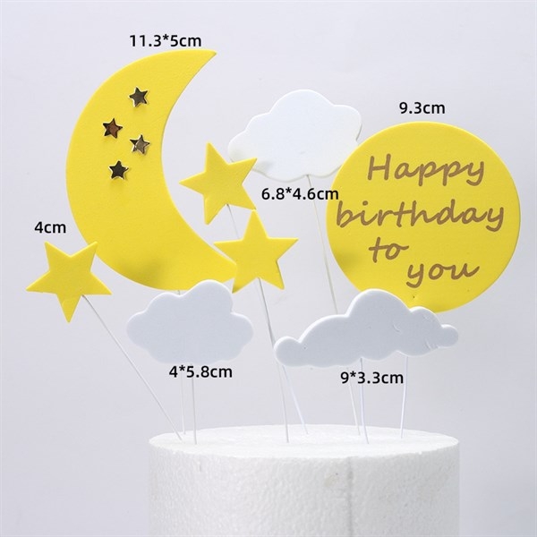 Set Cắm Mây Trăng Sao Phụ Kiện Trang Trí Bánh - màu xanh dương