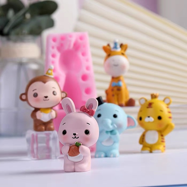 Khuôn Silicon - Động Vật - Con Hươu Cao Cổ 2 Mảnh Đội Nón 7cm