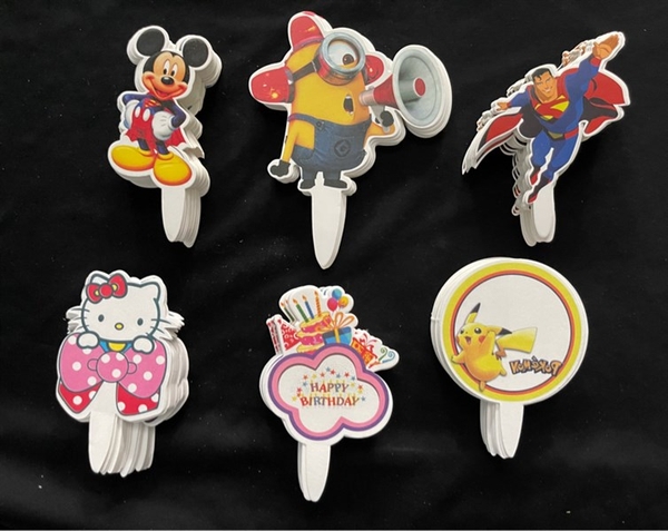 Set Cắm Giấy Hoạt Hình Phụ Kiện Trang Trí Bánh - HELLOKITTY NƠ HỒNG 50 THẺ