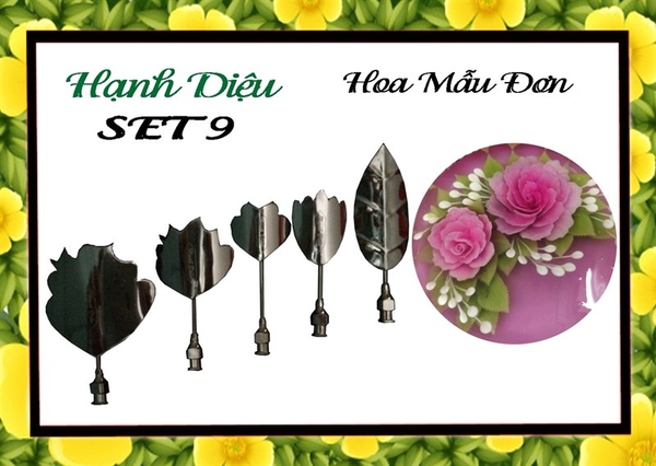 Kim 3D Inox - Bộ 5 - Mẫu 09 Hoa Mẫu Đơn