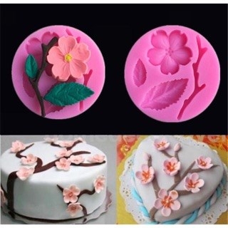 Khuôn Silicon - Hoa Mai Đào 4c - Kèm Cành Lá