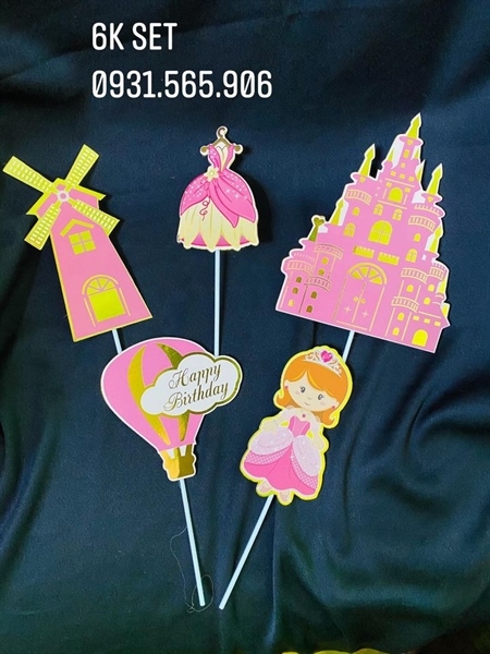 Set Cắm Lâu Đài Bé Gái Phụ Kiện Trang Trí Bánh