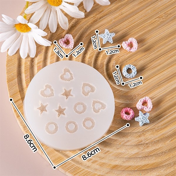 Khuôn Silicon - Bánh Tròn Tim Sao 1.4cm