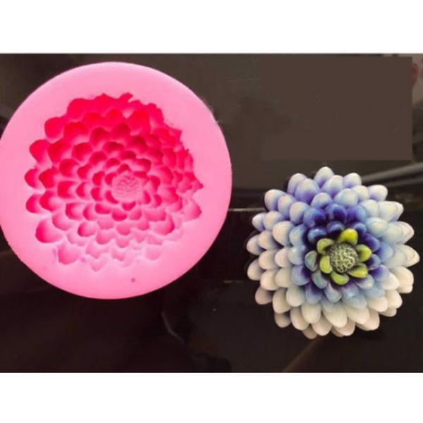 Khuôn Silicon - Hoa Cúc Thược Dược - Cánh Thẳng - 8.3cm