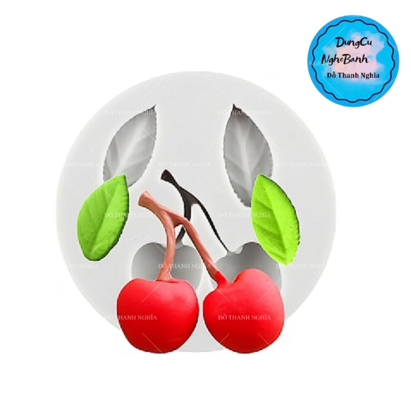 Khuôn Silicon - Trái Cây Berry - Cherry Có Lá