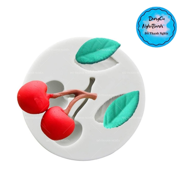 Khuôn Silicon - Trái Cây Berry - Cherry Có Lá