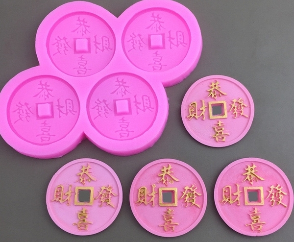 Khuôn Silicon Thỏi Vàng - Đồng Tiền Tròn 3.8cm 4c