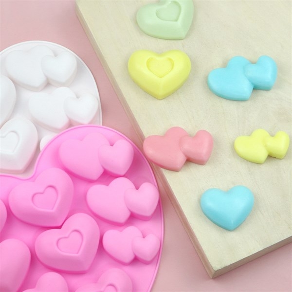 Khuôn Silicon - Trái Tim Kiểu - Vĩ 9c Đôi Lồng Tim