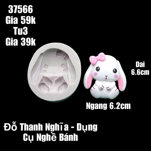 Khuôn Silicon - Động Vật - Con Thỏ Mèo Kitty Mẫu 4 6.6cm