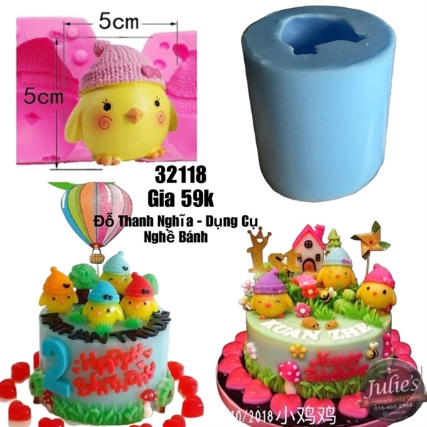 Khuôn Silicon - Động Vật - Con Gà Nón 1 Mảnh