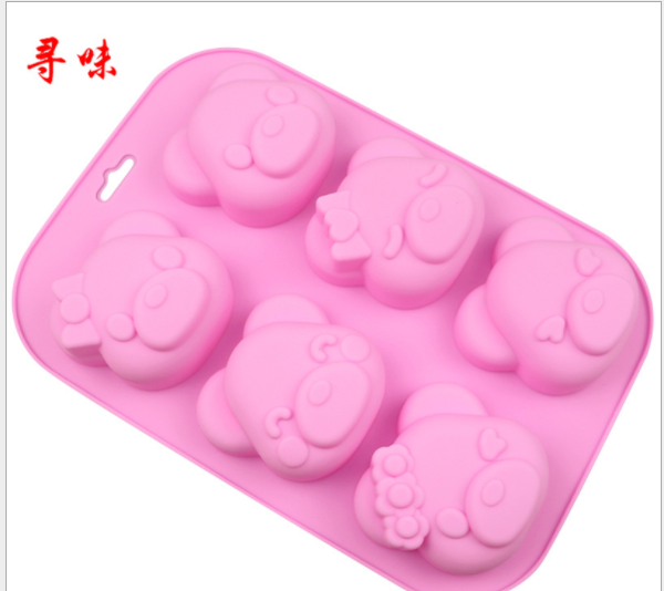 Khuôn Silicon - Động Vật - Gấu Mặt Nơ 4c