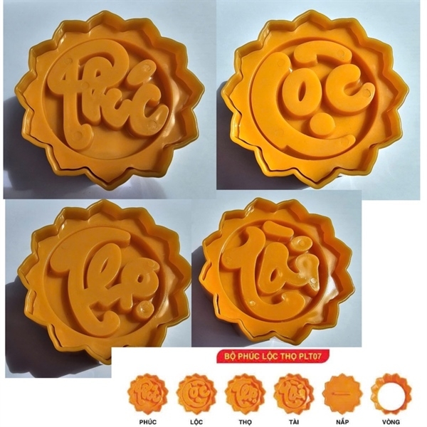 Khuôn Ấn Xôi Cánh Sen VT07 - Set 4 Phúc Lộc Thọ Tài 10cm