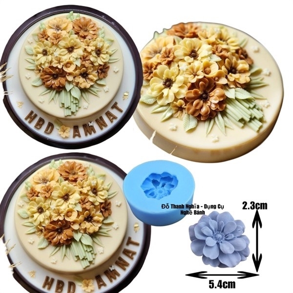 Khuôn Silicon - Hoa Cúc thược dược Cánh Bầu R24 - 5.4cm