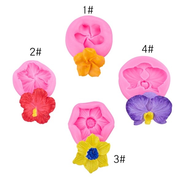 Khuôn Silicon - Hoa Lan Cúc Sứ Set 4 Khuôn