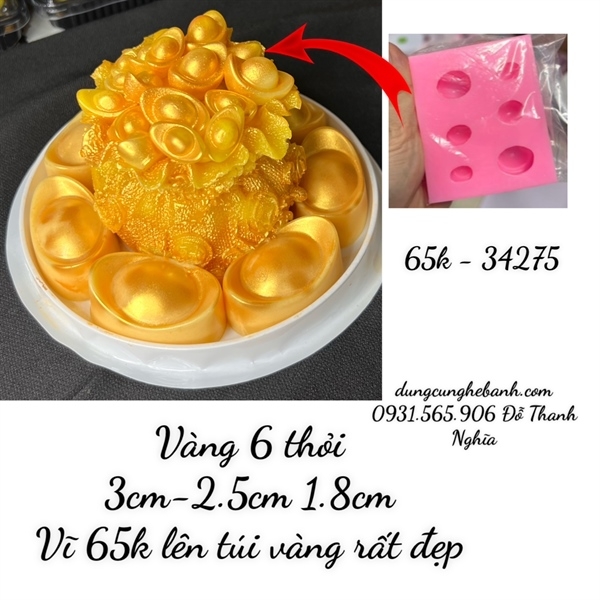 Khuôn Silicon - Thỏi Vàng - Vĩ 1.8-2.5-3cm 6c