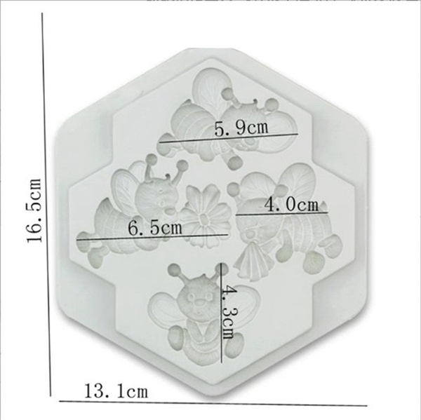 Khuôn Silicon - Côn Trùng - Bé Ong Kèm Hoa 4c