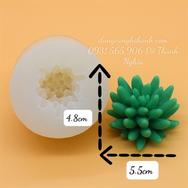 Khuôn Silicon - Sen Đá TIA - 5.5x4.8cm - Nhọn