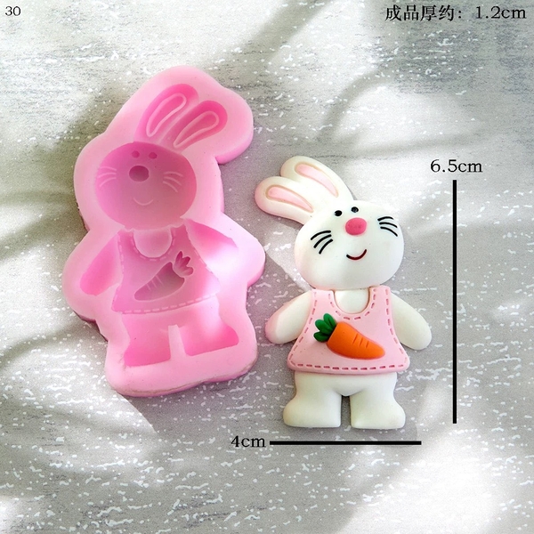 Khuôn Silicon - Động Vật - Con Thỏ Cà Rốt 6.5cm