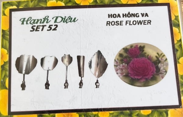 Kim 3D Inox - Bộ 5 - Mẫu 52 Hoa Hồng