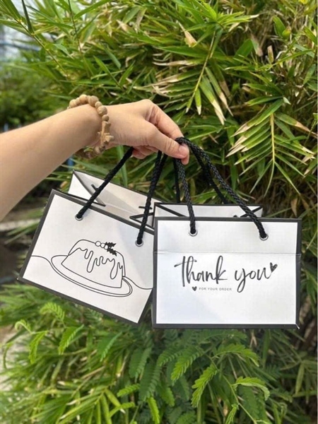 Túi Giấy - Quai Xách - Vuông 16x16cm Cao 12cm - Xanh Sọc Trắng
