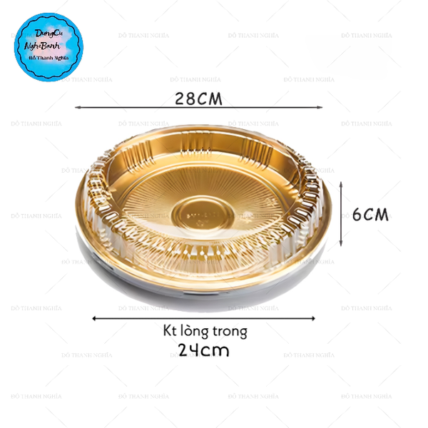 Hộp Nhựa - Tròn Đế Vàng 28cm Cao 6cm