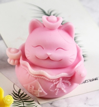 Khuôn Silicon - Động Vật - Mèo Thần Tài - Thỏi Vàng SL100