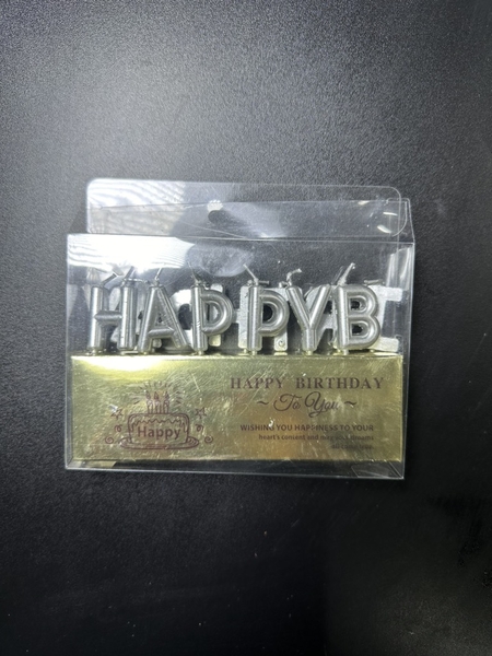 Nến Nhũ Happy Birthday - NHŨ BẠC