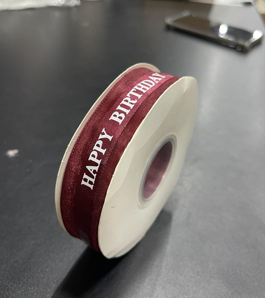 Ruy Băng Voan - 3cm Chữ HPBD - Đỏ đô