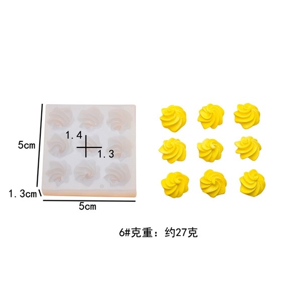 Khuôn Silicon - Hoa Thị - Sò Xoắn 9c - 1.3cm