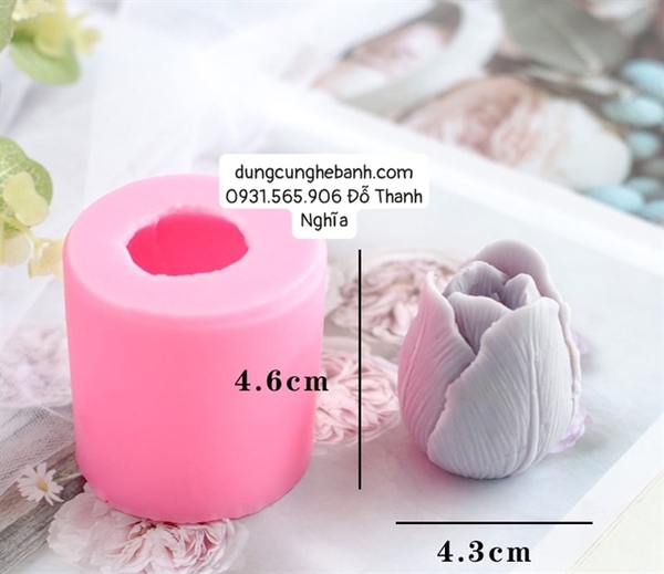 Khuôn Silicon - Hoa Tulip - SL95 - Set 2 - 4.3-4.6cm