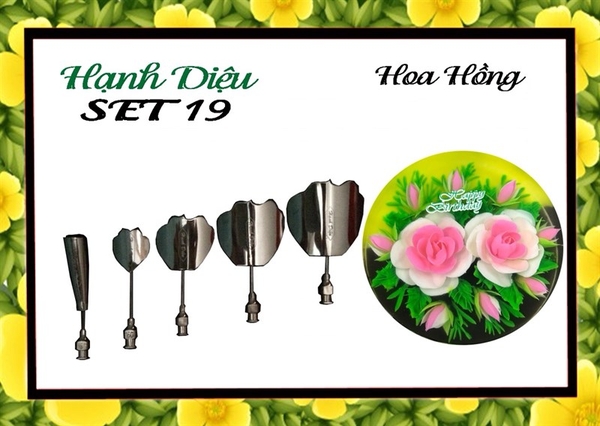 Kim 3D Inox - Bộ 5 - Mẫu 19 Hoa Hồng