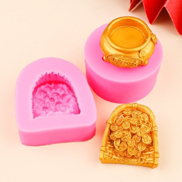 Khuôn Silicon - Hủ Vàng Rá Vàng Set 2 - 3.6cm