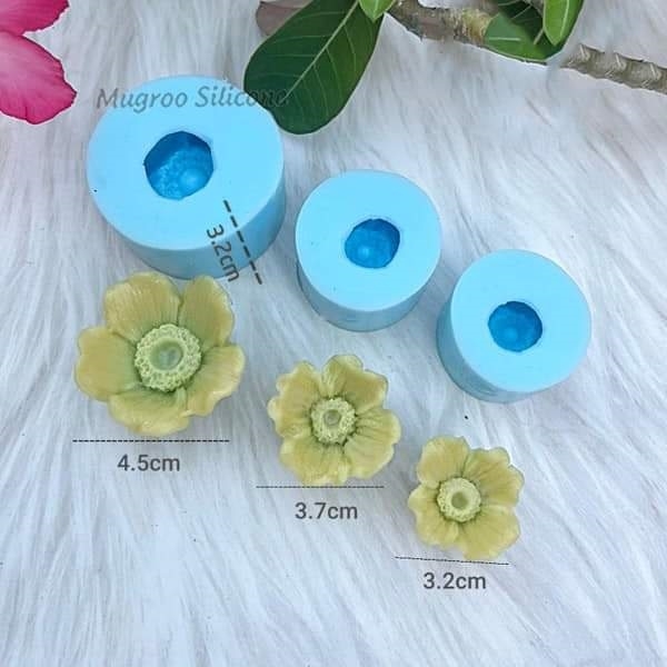 Khuôn Silicon - Hoa Cúc Đồng Tiền Set 3 X6 X7 X8 - Cánh Thẳng - 3.3-3.7-5cm