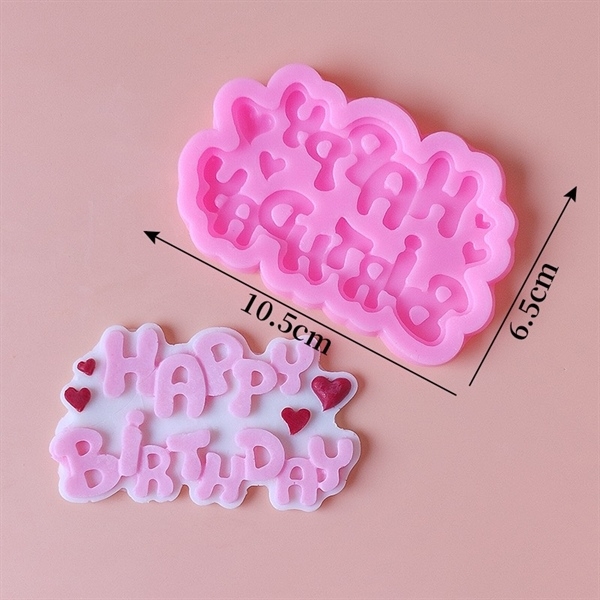 Khuôn Silicon - Chữ Happy - Kèm Tim