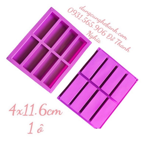 Khuôn Silicon - Ô Chữ Nhật - 8c 16x4cm