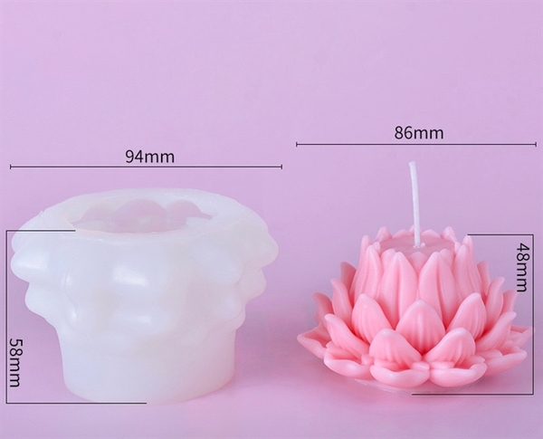 Khuôn Silicon - Hoa Sen Thái Nở - Trụ Cánh Nở 8.6cm Khuôn Trắng