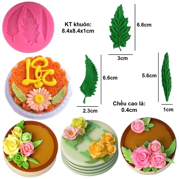 Khuôn Silicon - Lá 6-7cm - 3c - Tròn