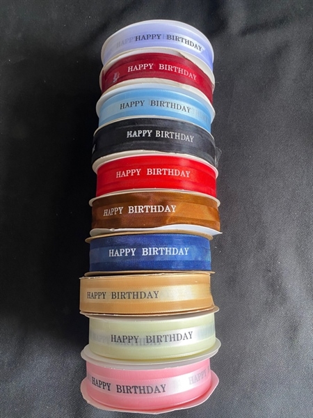 Ruy Băng Voan In Chữ Happy Birthday Phụ Kiện Trang Trí Bánh - màu đen 8