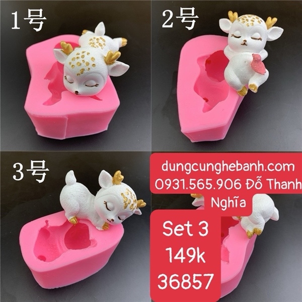 Combo 3 Khuôn Silicon Động Vật - Hươu Nai TuầN Lộc Noel