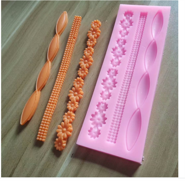 Khuôn Silicon - Viền Chuỗi Dây - Hoa Cong 3c - 15.5cm