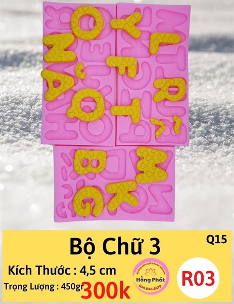Khuôn Silicon - Chữ Cái IN - Bộ Chữ 3 R03 4.5cm Có Dấu